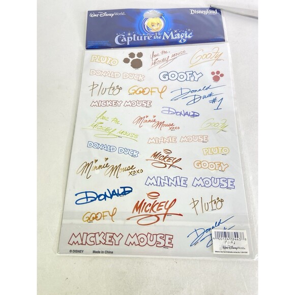 Disney Disneyland Resort Capture the Magic Name Autograph Stickers 2 Sheets NEW - Picture 3 of 4